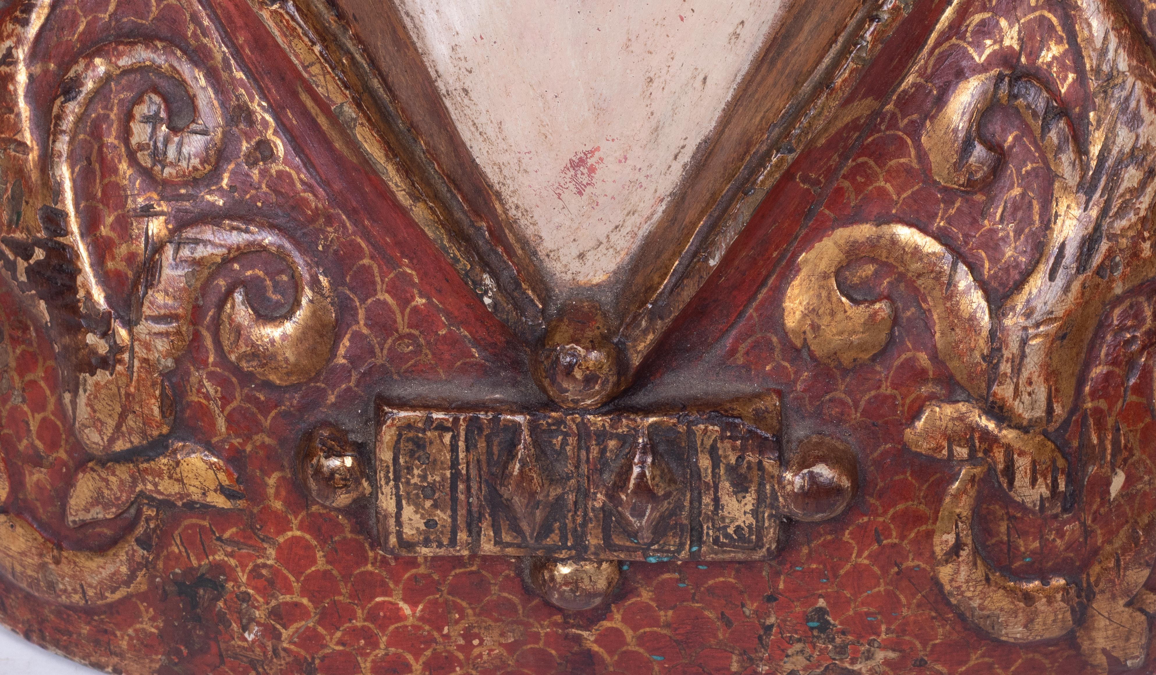 16th Century Spanish Wooden Painted and Gilded Reliquary Bust of a Saint 5