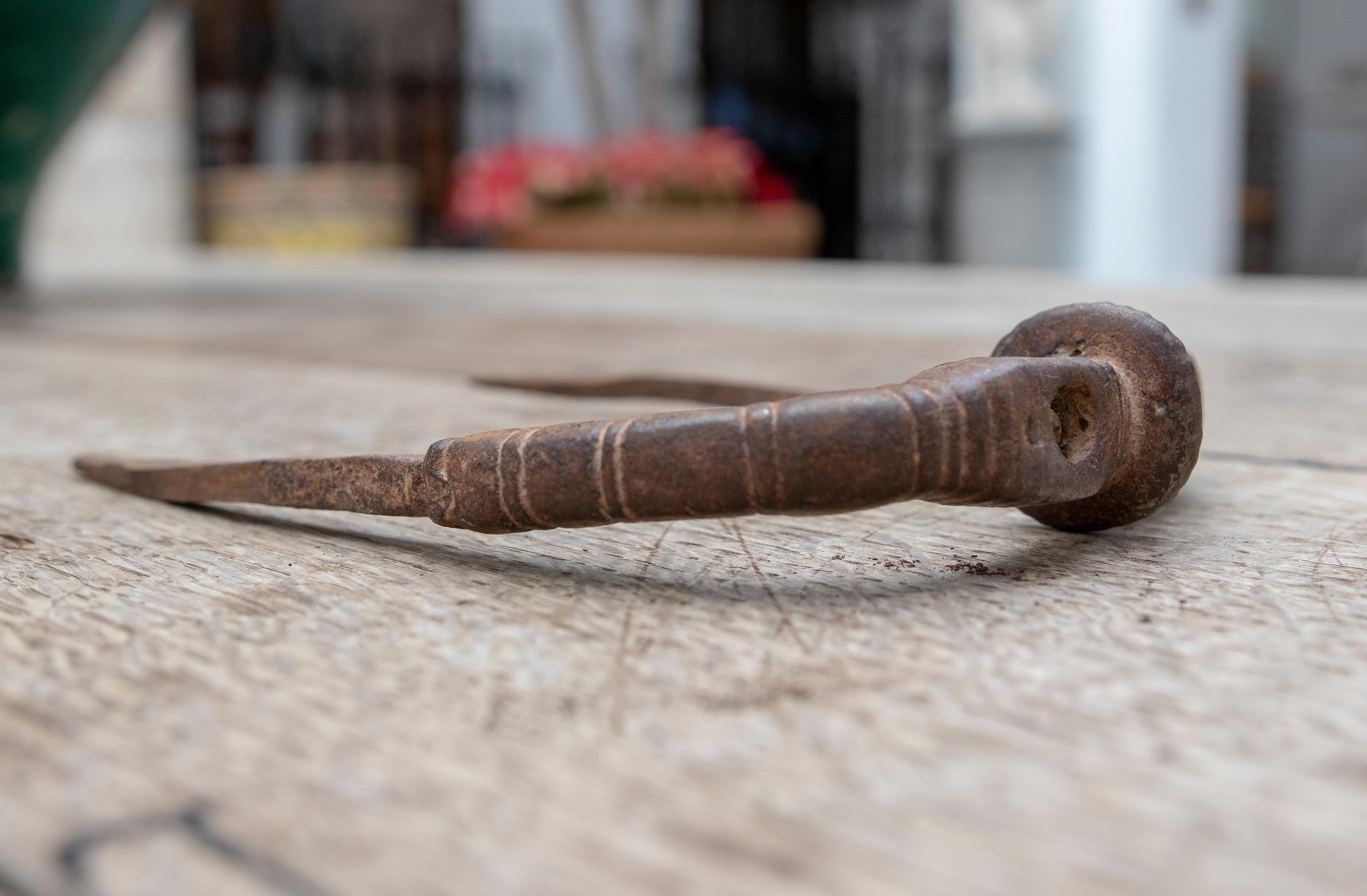 16th Century, Spanish Wrought Iron Handle For Sale 6