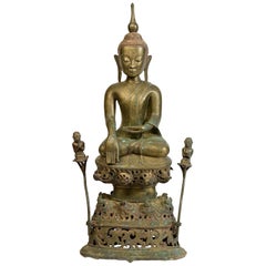 16th century Special antique Burmese Buddha statue with disciples from Burma