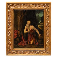 16th Century St. Jerome Painting Oil on Panel