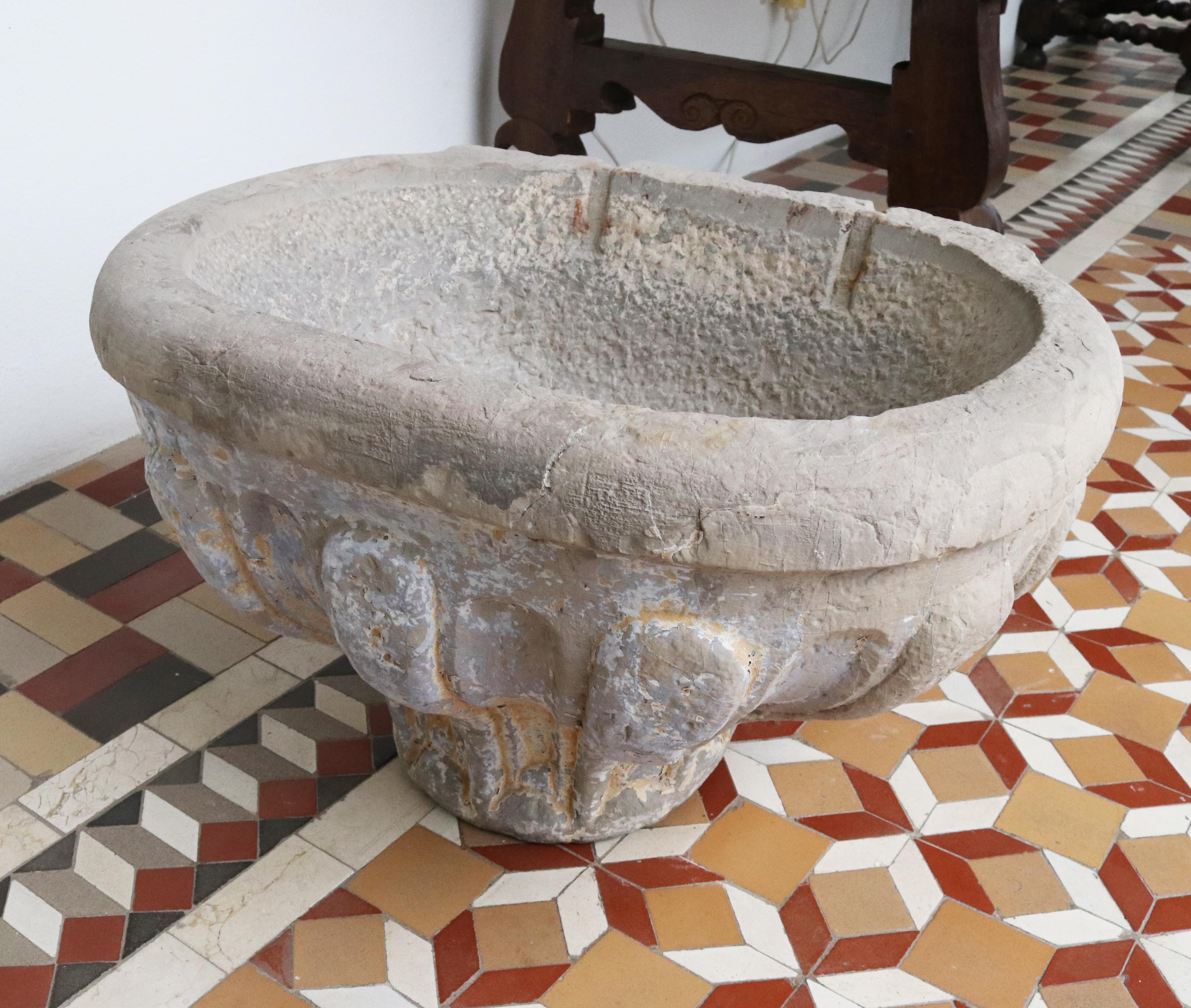 16th Century Stone Conch Shaped Holy Water Stoup 2