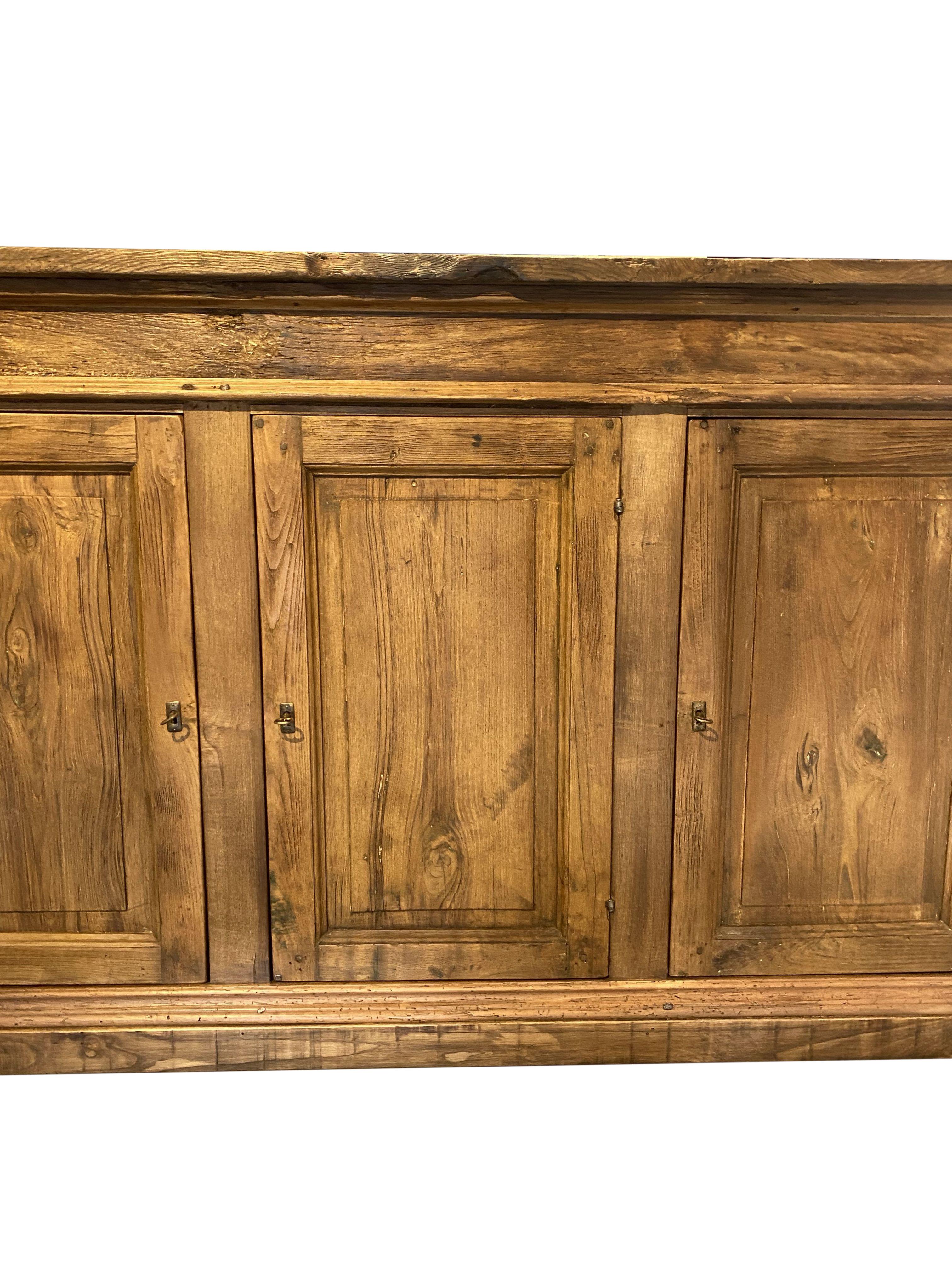 Iron 16th C Style Italian Chestnut 3 Door Credenza to order  For Sale
