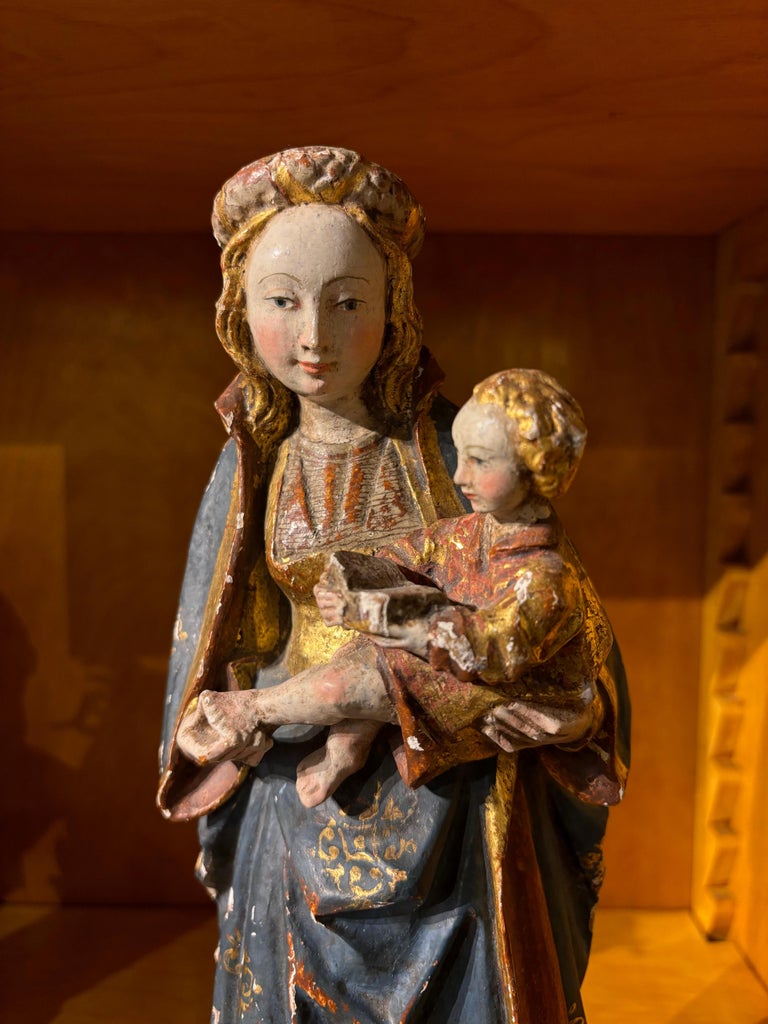 16th Century Style French Painted and Gilt Wood Virgin and Child 16th Century Style French Painted and Gilt Wood Virgin and Child
