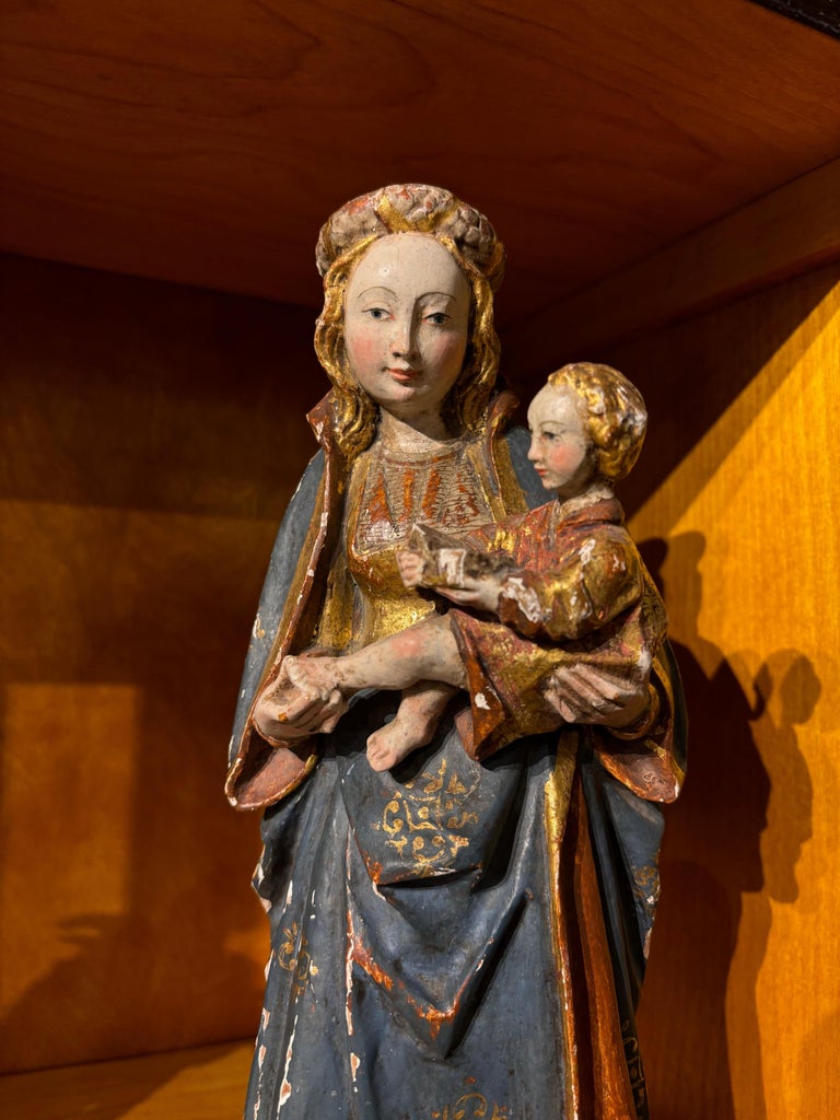 16th Century Style French Painted and Gilt Wood Virgin and Child 16th Century Style French Painted and Gilt Wood Virgin and Child