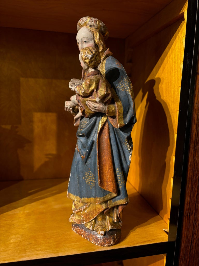 16th Century Style French Painted and Gilt Wood Virgin and Child 16th Century Style French Painted and Gilt Wood Virgin and Child