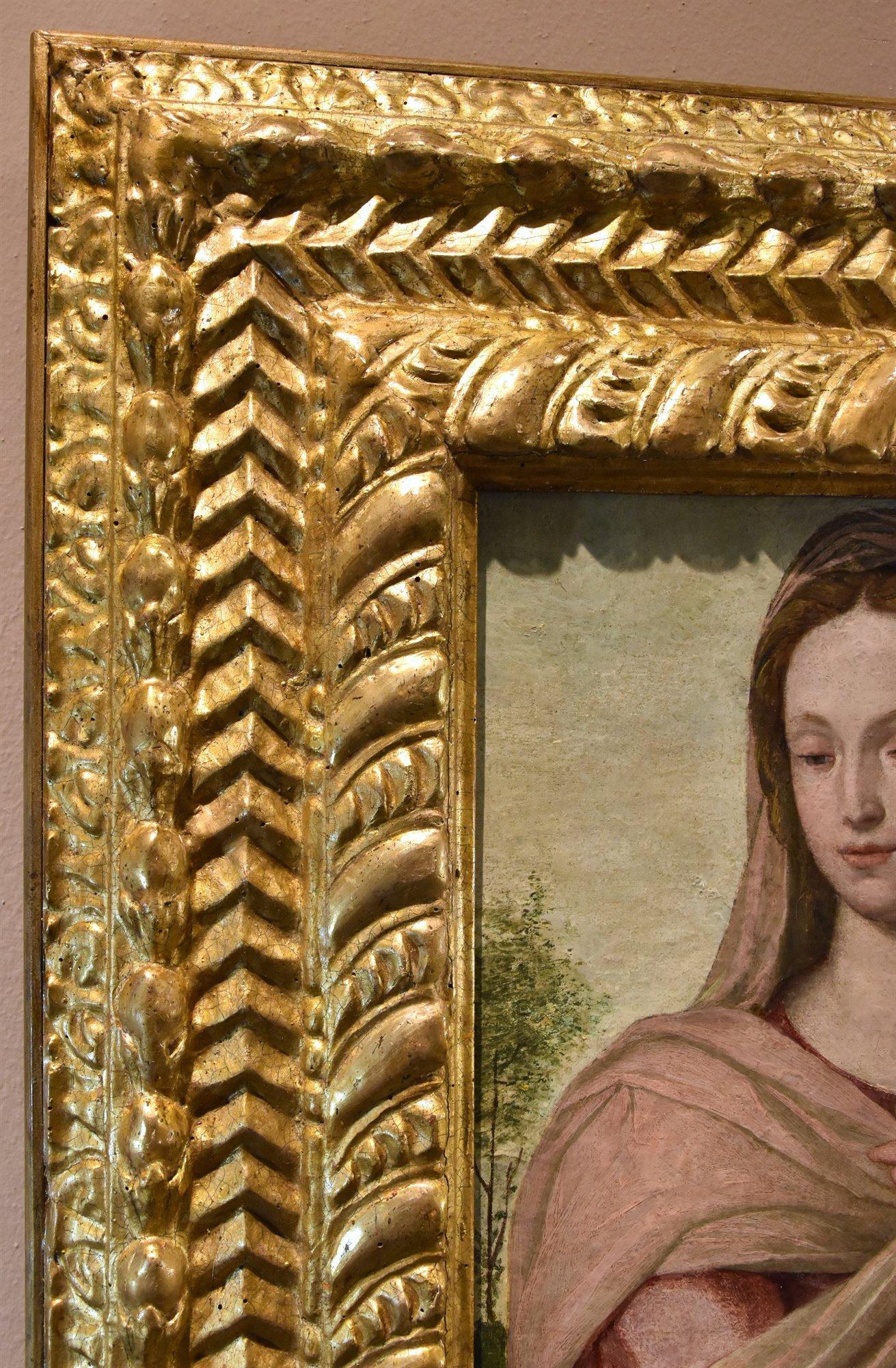 Madonna Bambina XVI secolo Dipinto Olio su tavola Scuola toscana Antico maestro Firenze in vendita 7
