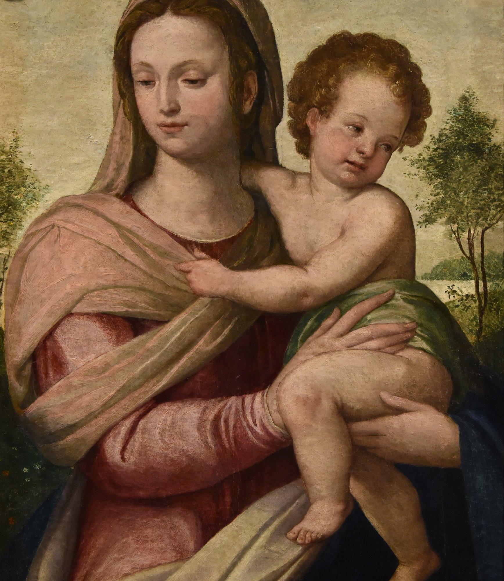 Madonna Bambina XVI secolo Dipinto Olio su tavola Scuola toscana Antico maestro Firenze in vendita 8
