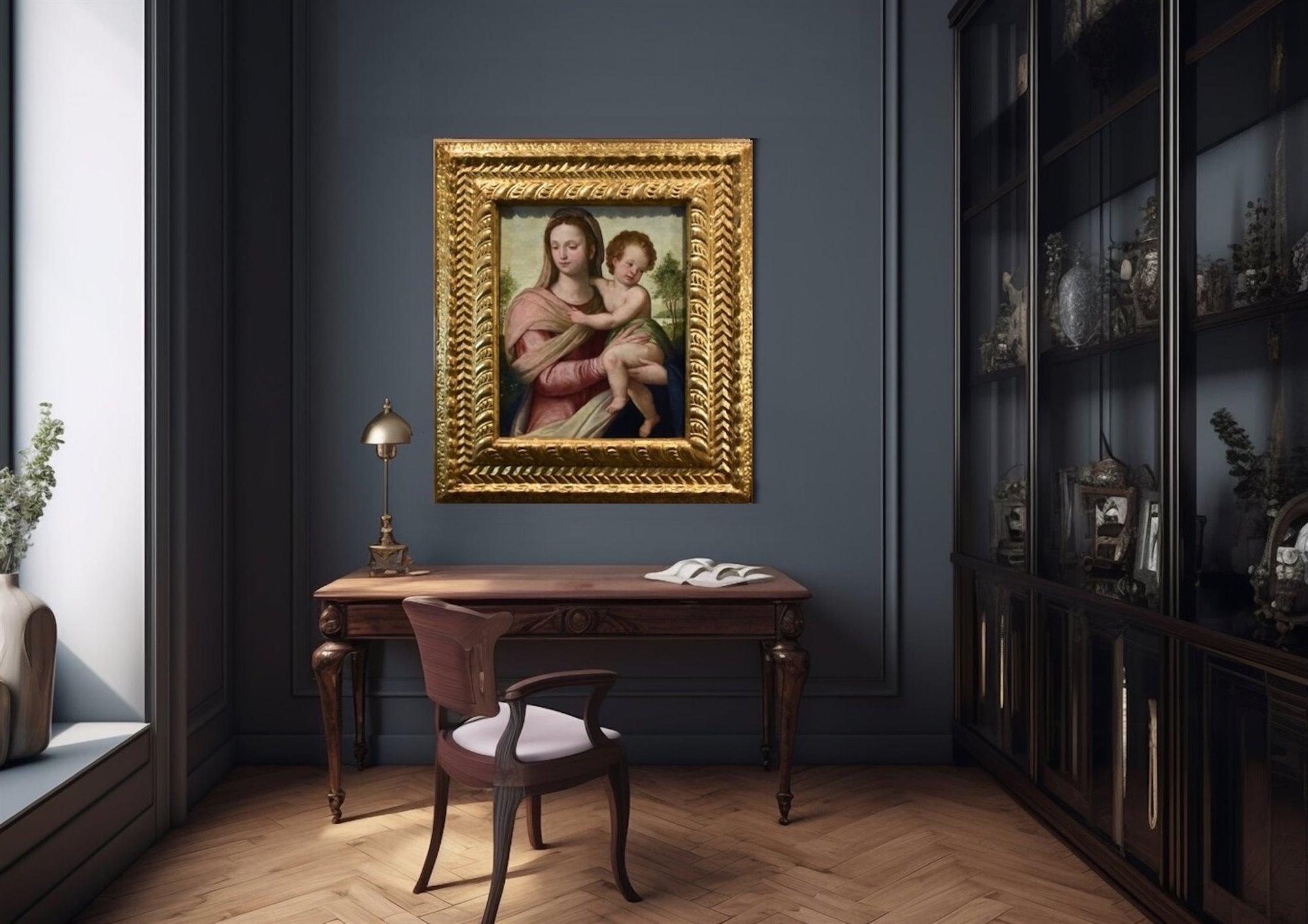 Madonna Bambina XVI secolo Dipinto Olio su tavola Scuola toscana Antico maestro Firenze in vendita 9
