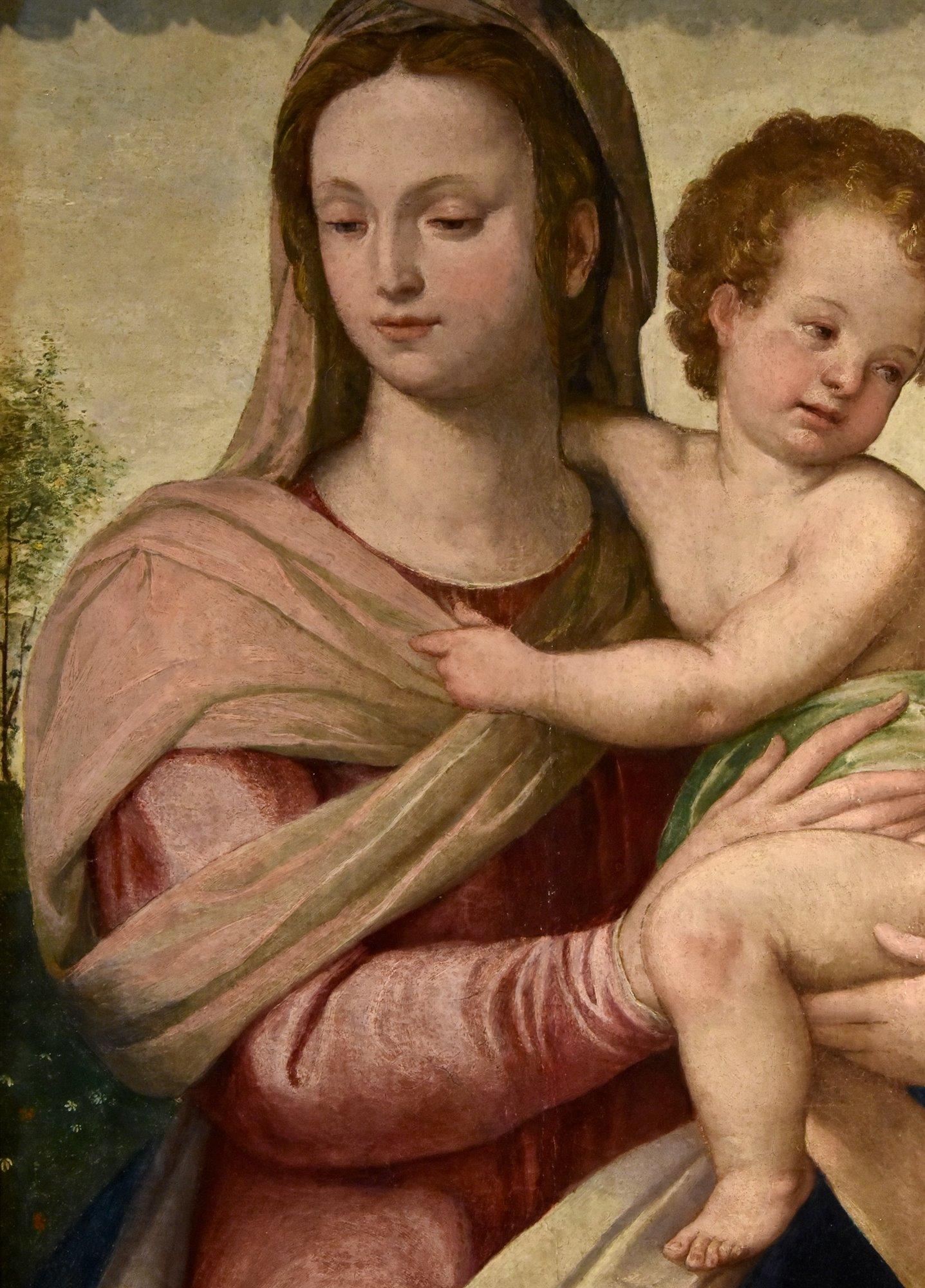 Scuola toscana (Florentine) del XVI secolo 

Madonna & Child  

Olio su pannello  70 x 56 cm In cornice 106 x 92 cm  

Il dipinto in offerta, eseguito a olio su tavola e risalente alla metà del XVI secolo, raffigura la Vergine Maria che tiene in