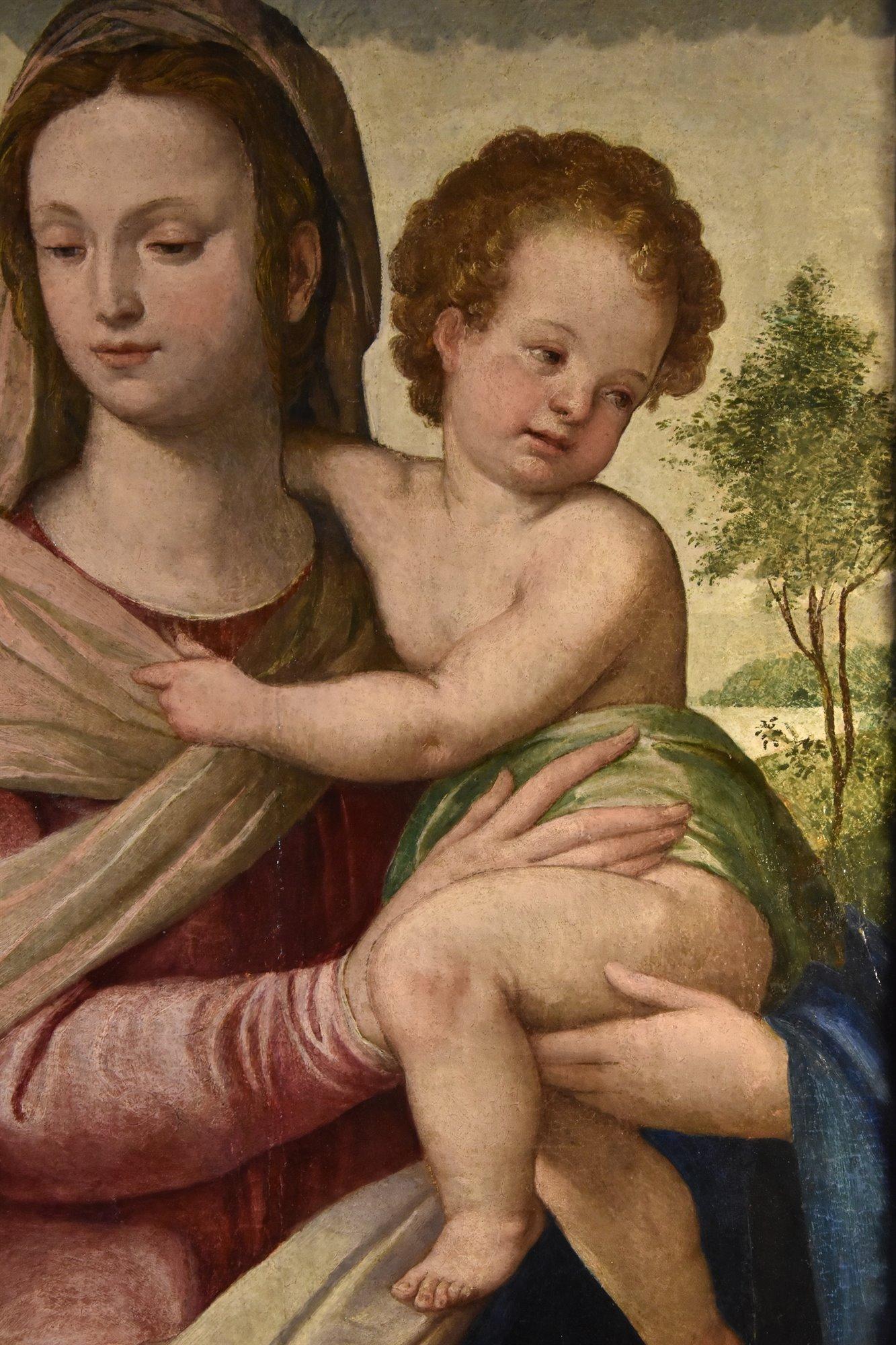 Madonna Bambina XVI secolo Dipinto Olio su tavola Scuola toscana Antico maestro Firenze in vendita 1