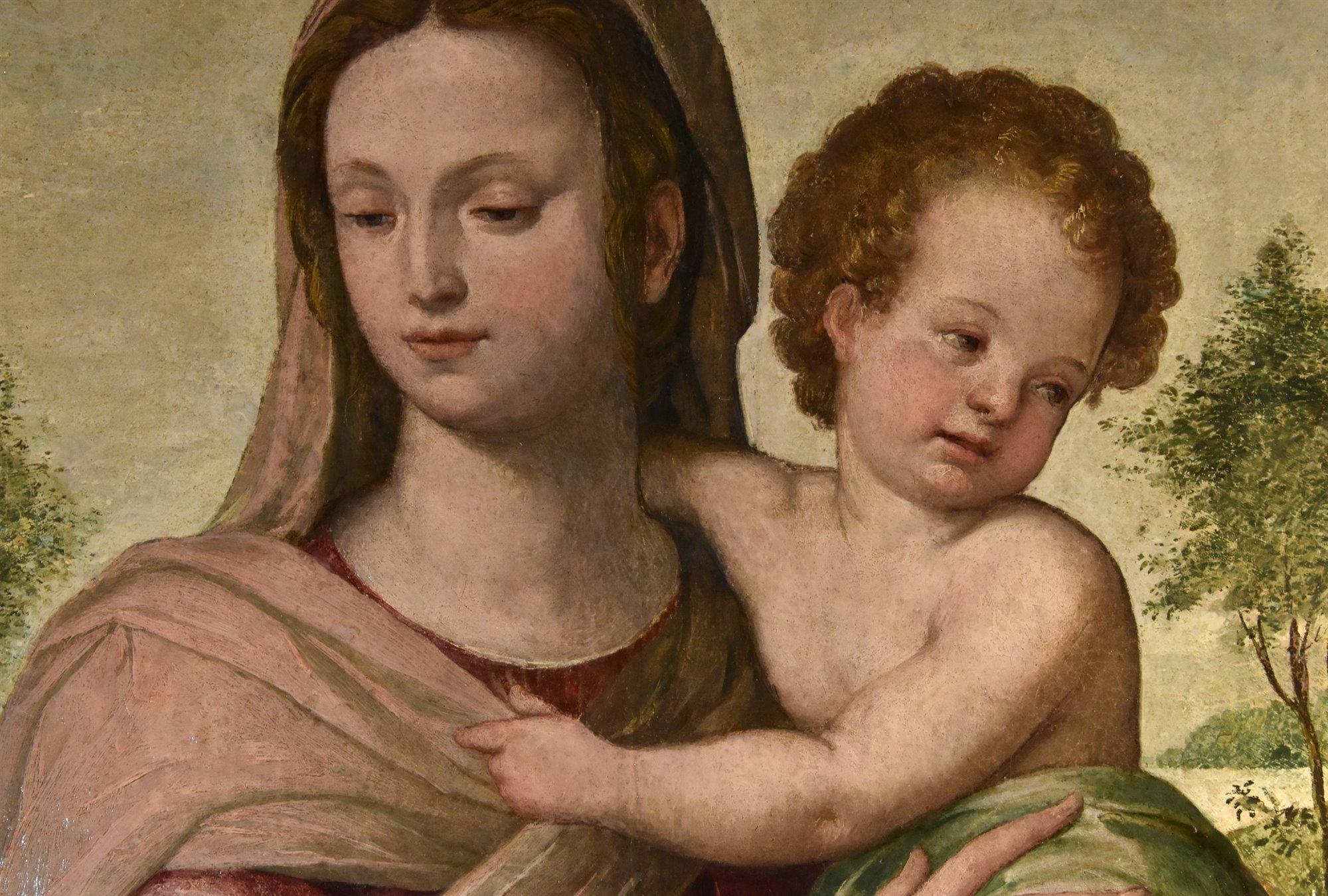 Madonna Bambina XVI secolo Dipinto Olio su tavola Scuola toscana Antico maestro Firenze in vendita 2
