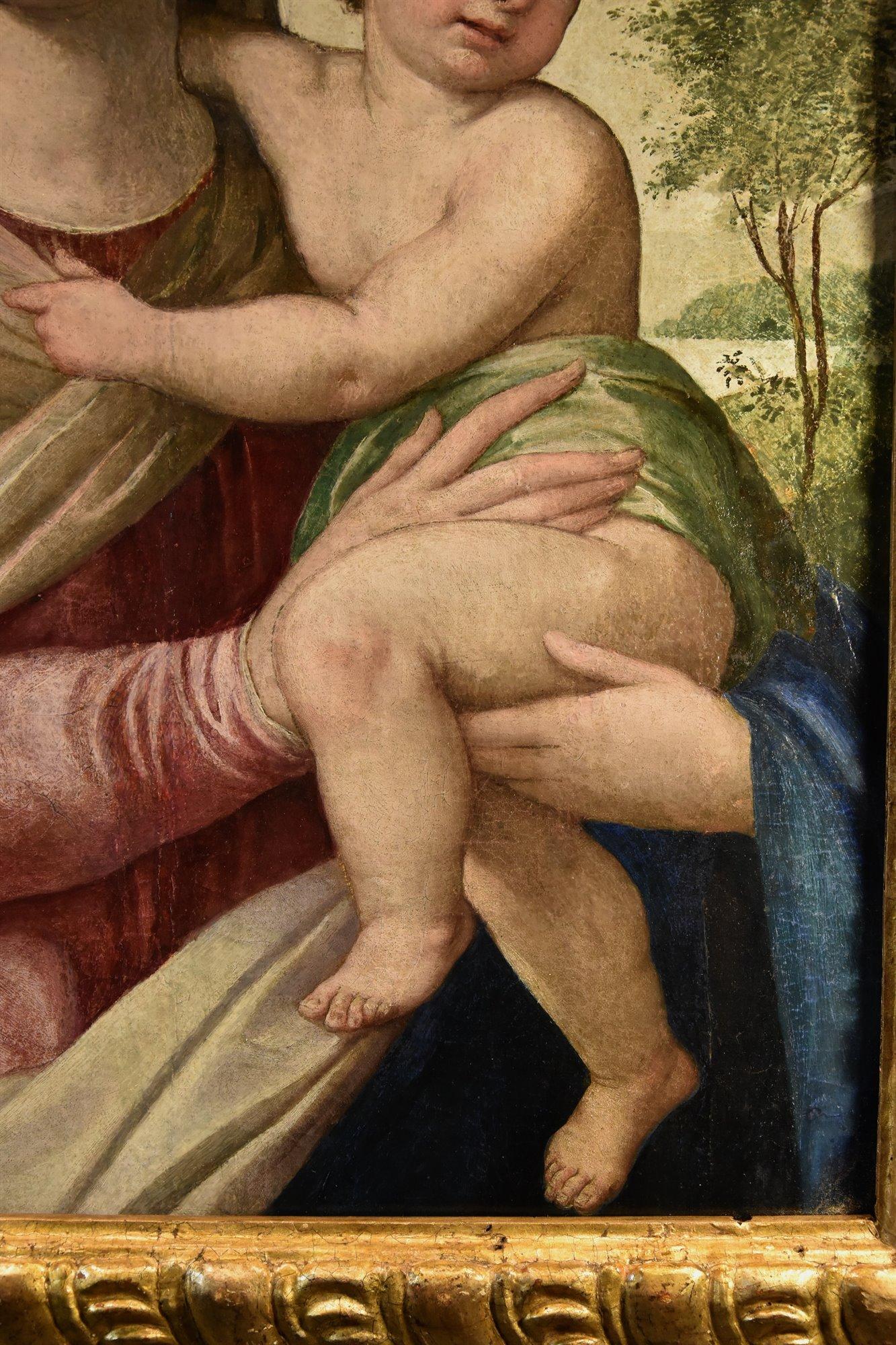 Madonna Bambina XVI secolo Dipinto Olio su tavola Scuola toscana Antico maestro Firenze in vendita 3