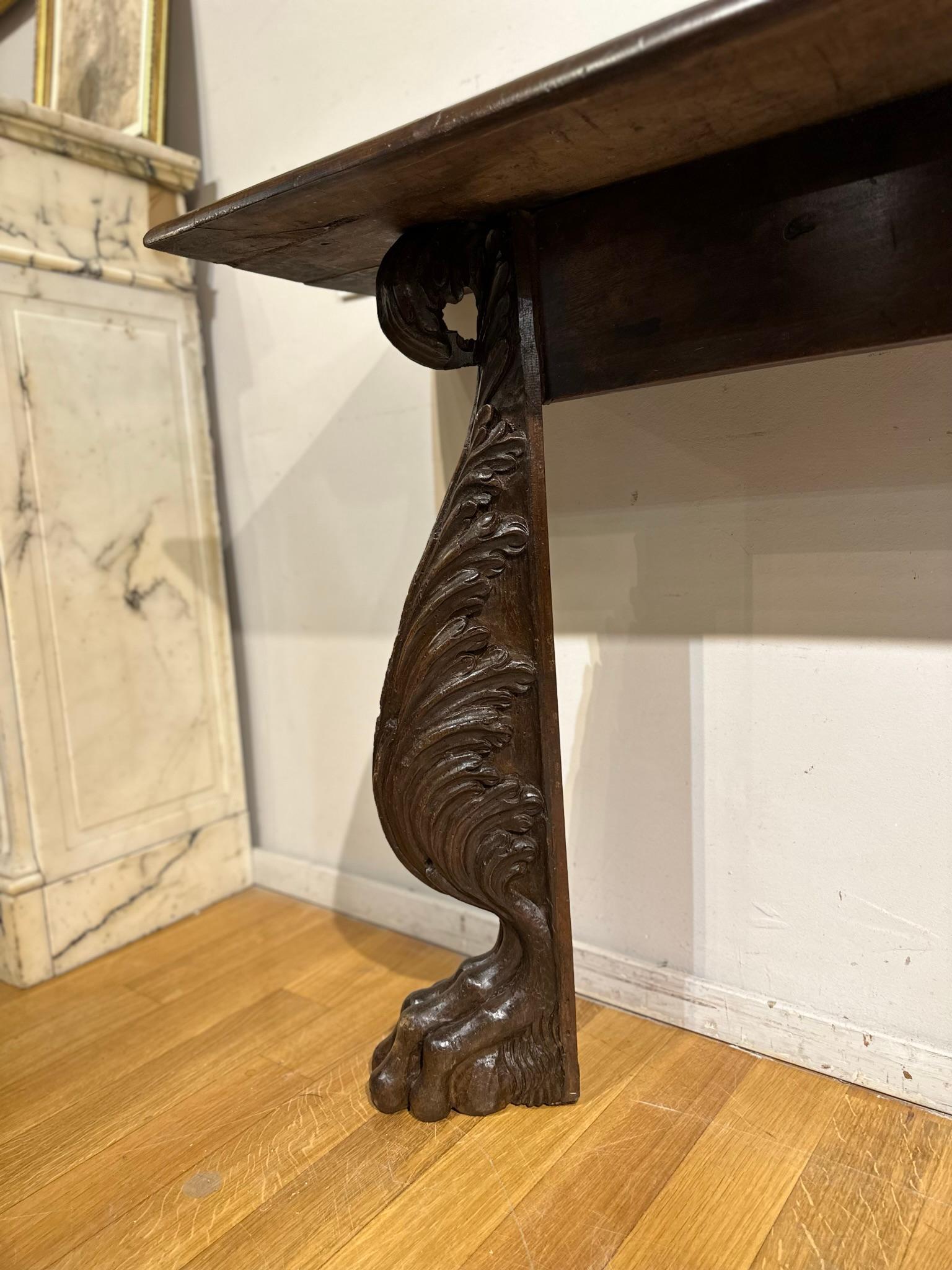18th Century and Earlier 16th Century Tuscany Walnut Consolle For Sale
