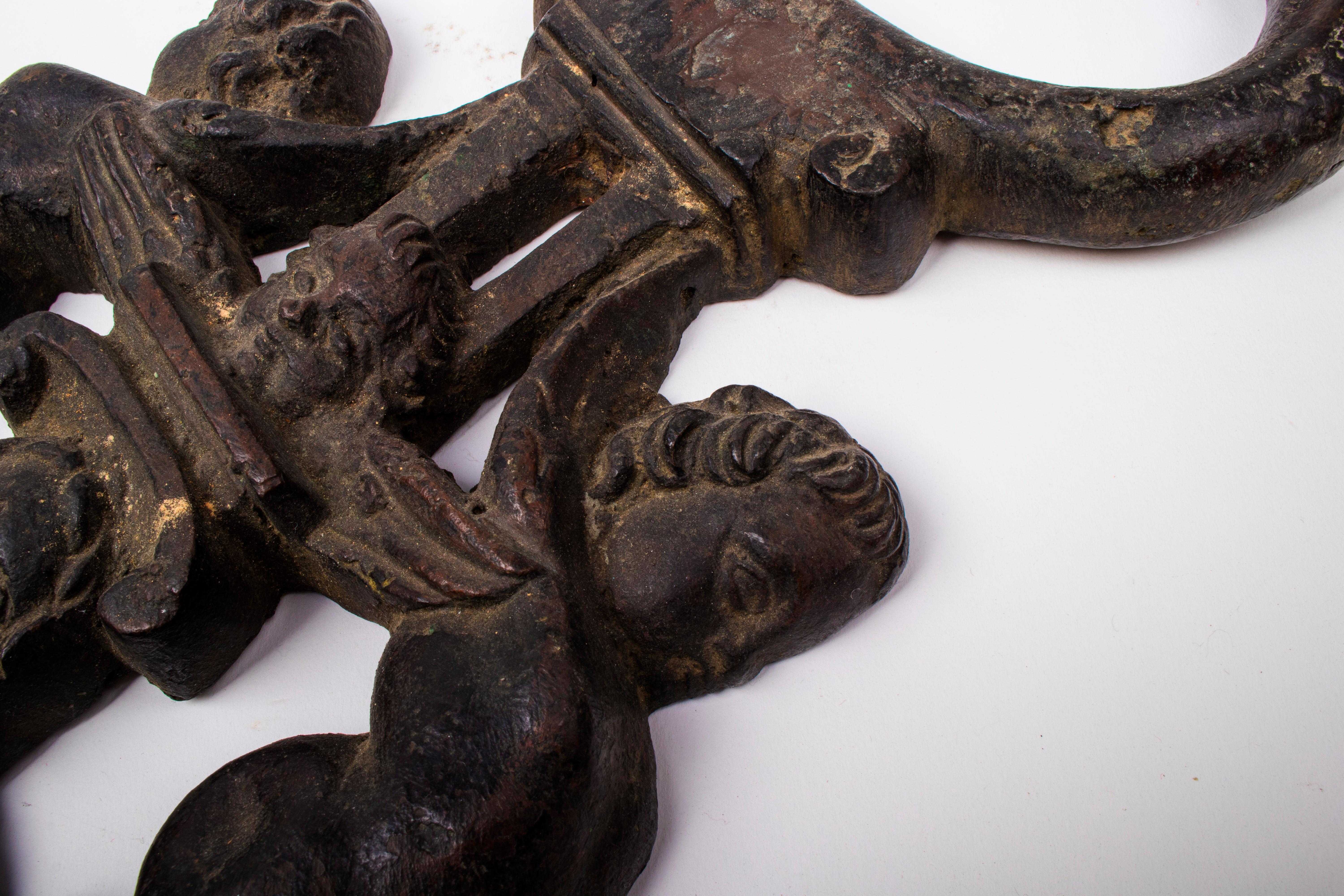 18th Century and Earlier 16th Century Venetian Bronze Door Knock with Children Figures For Sale