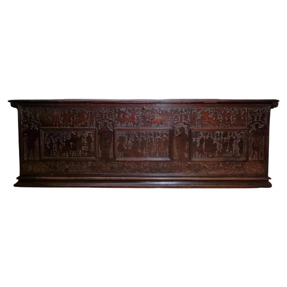 Cassone in legno di cedro rinascimentale veneziano del XVI secolo