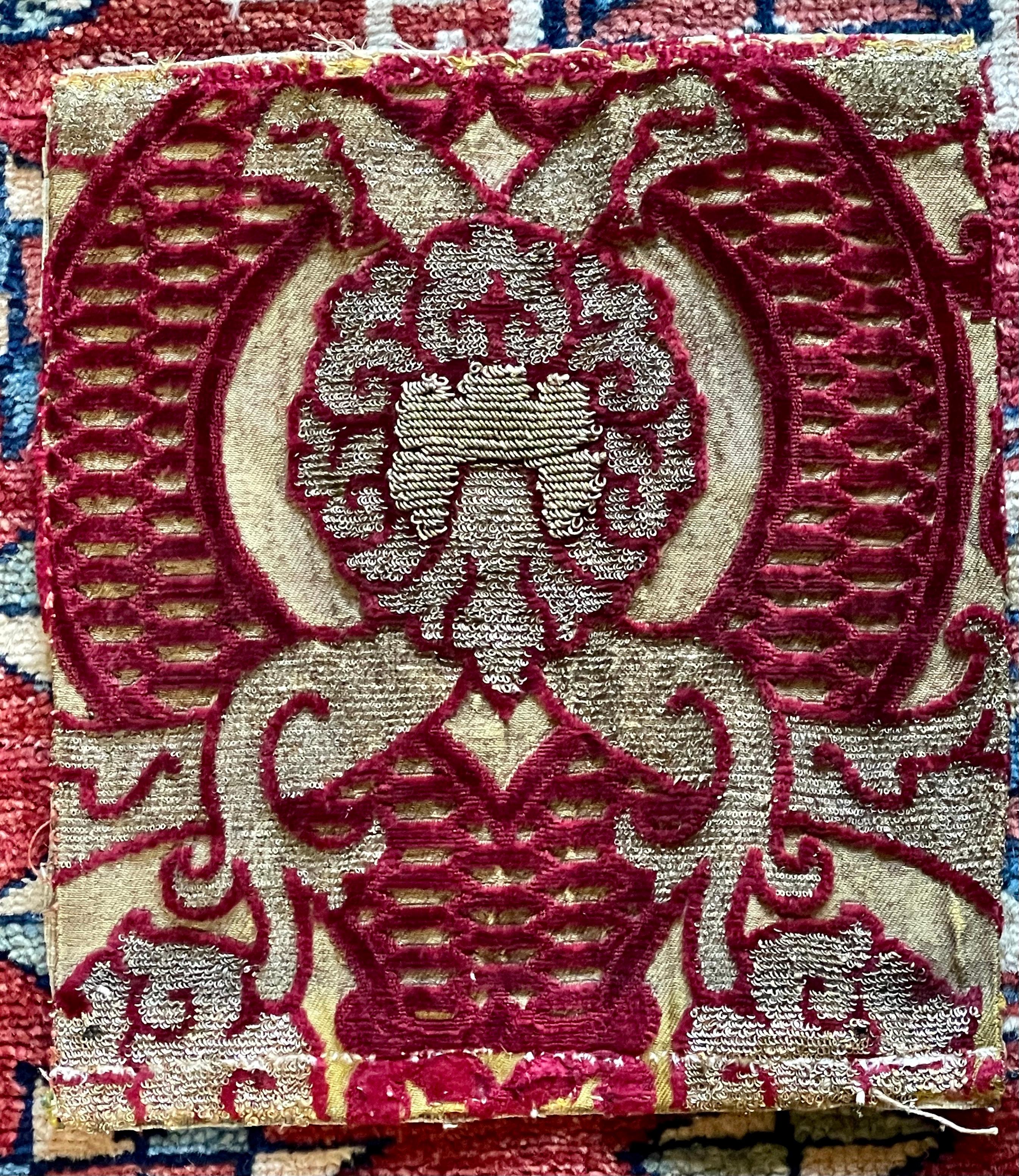 18th Century and Earlier 16th Century Venetian Renaissance Silk Velvet Panel For Sale