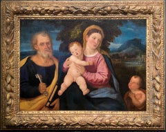 The Holy Family, 16th Century Venetian School, Oil on Canvas, Hand Carved Frame