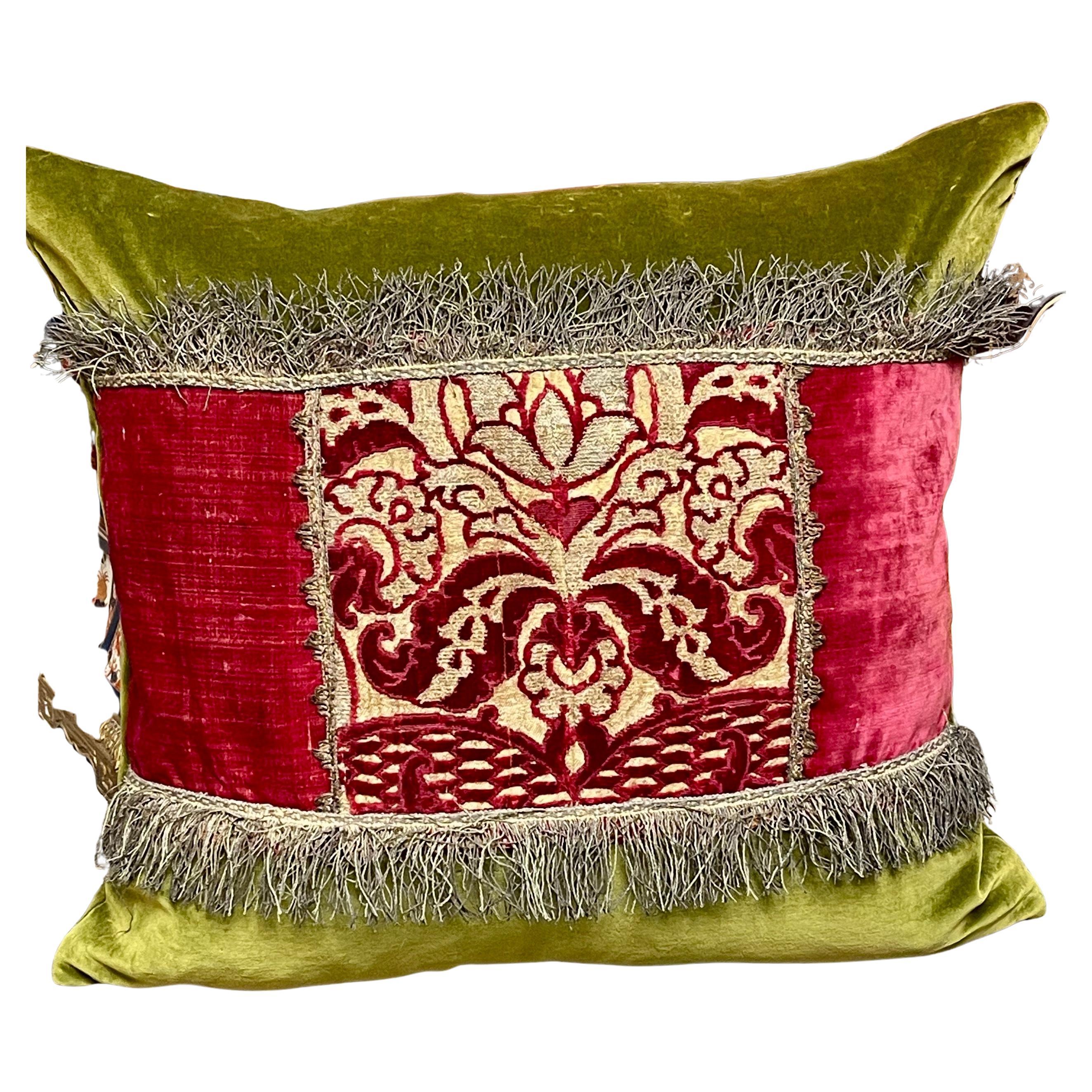 16th Century Venetian Silk Velvet Panel Pillow