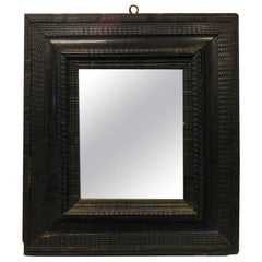 16th Century Very Antique Mirror with Black Lacquered Frame, Epoch, 1500