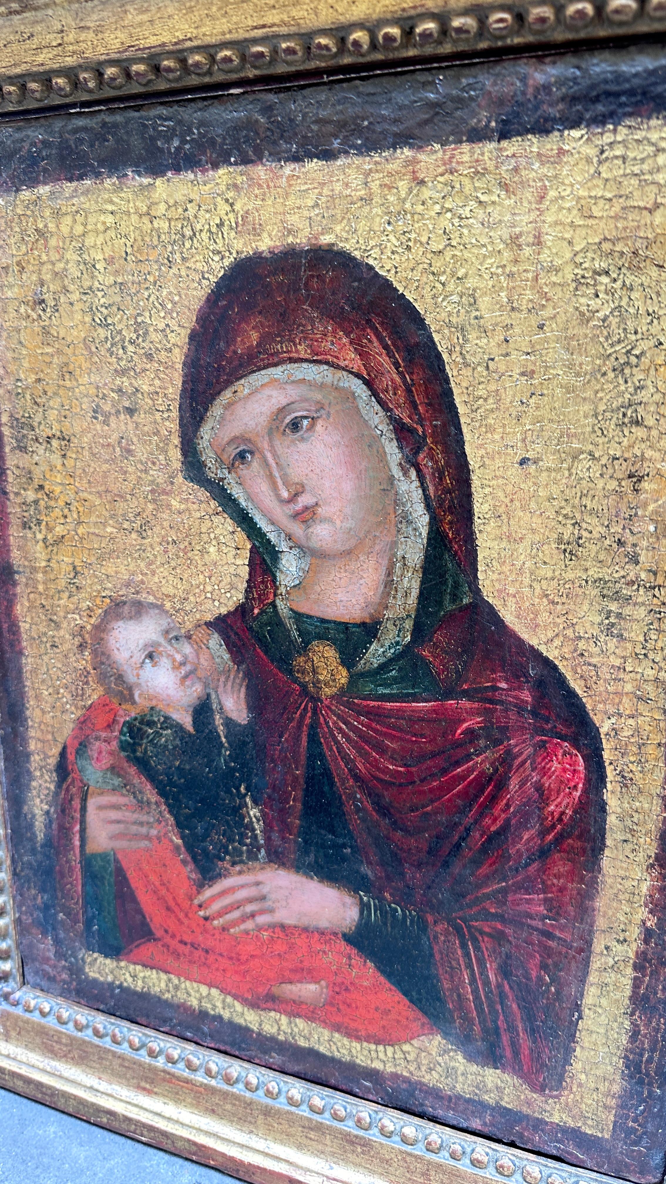 Renaissance 16th CENTURY VIRGIN MARY WITH CHILD ON A GOLDEN BACKGROUND 