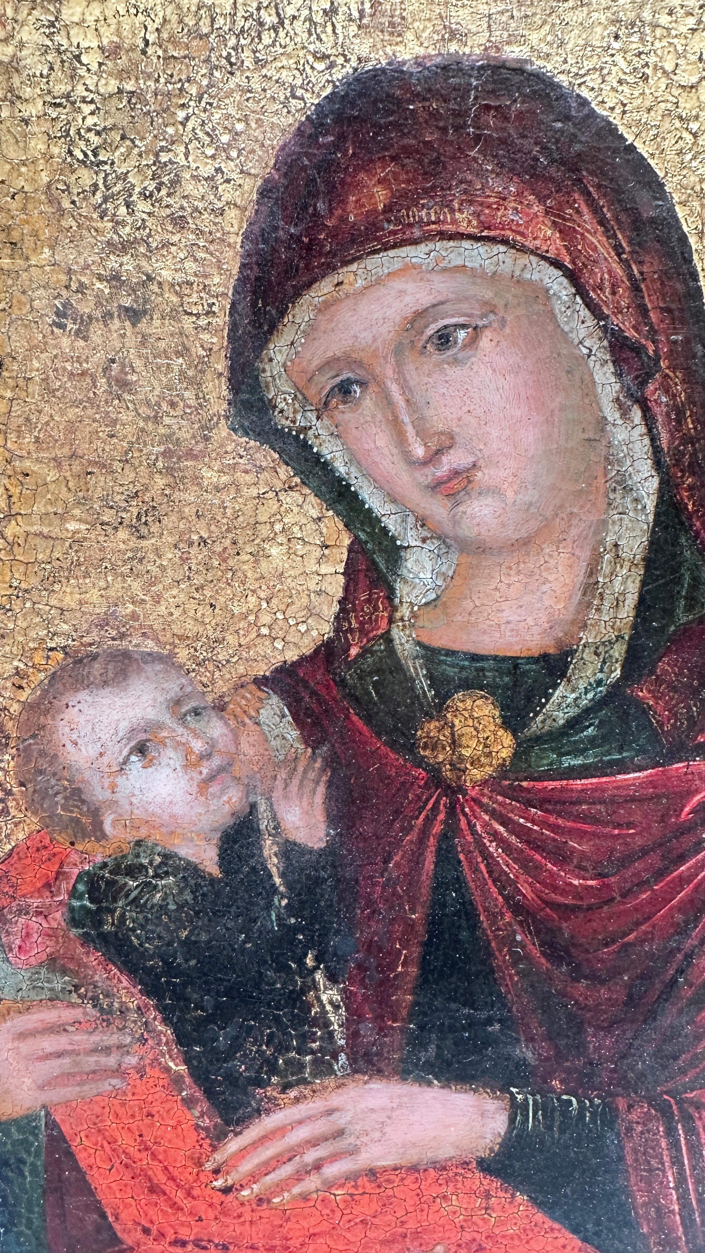Italian 16th CENTURY VIRGIN MARY WITH CHILD ON A GOLDEN BACKGROUND 