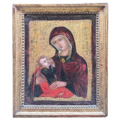 16th CENTURY VIRGIN MARY WITH CHILD ON A GOLDEN BACKGROUND 