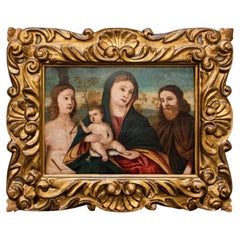 16th Century Virgin with Child and Saints Painting Oil on Panel by Santacroce