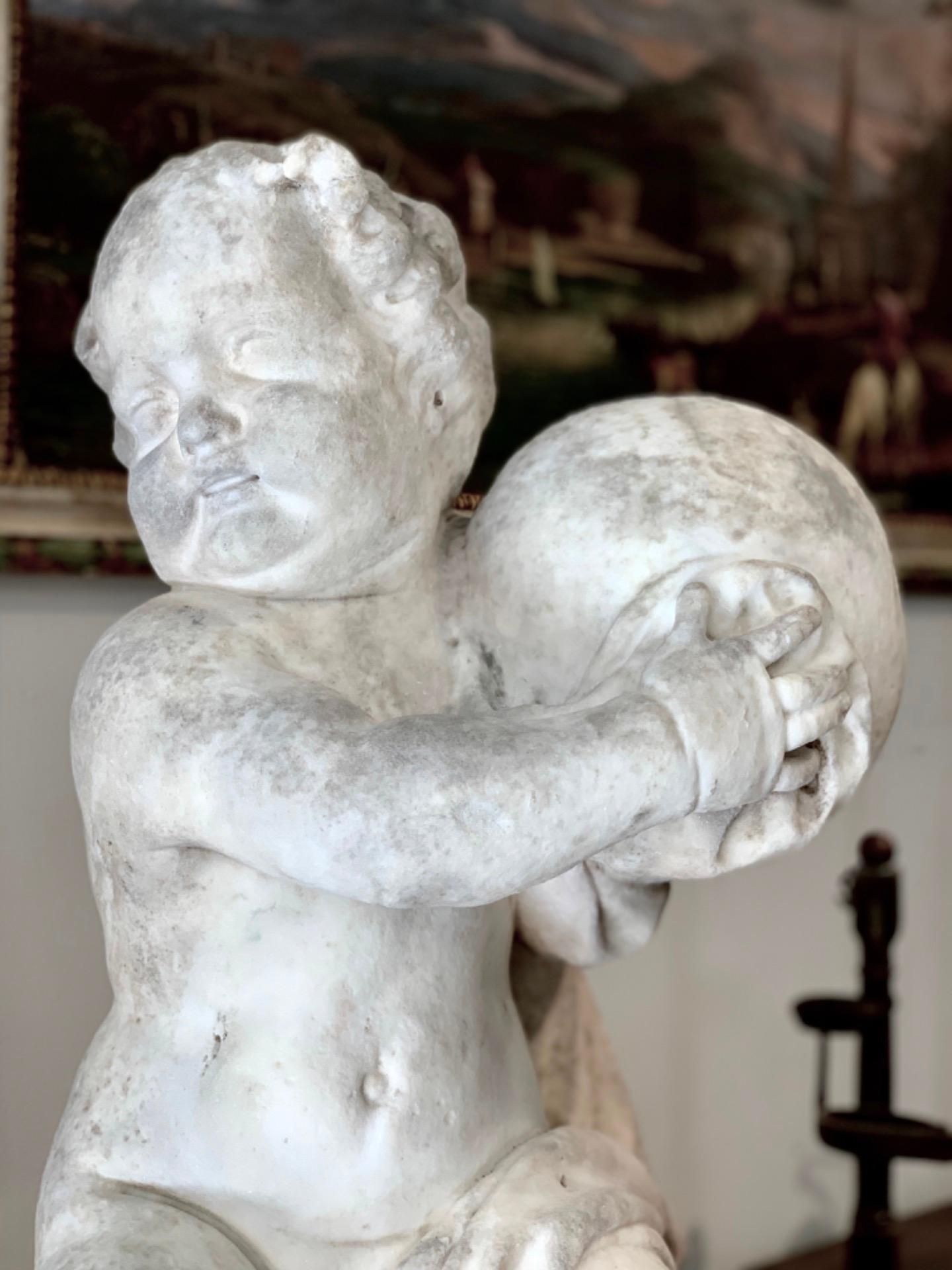 16th Century White Marble Statue of Child Hercules 1
