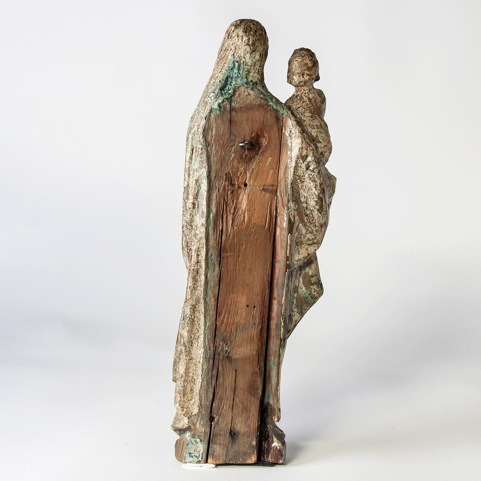 Belgian 16th Century Wooden Madonna with Child, circa 1500 For Sale