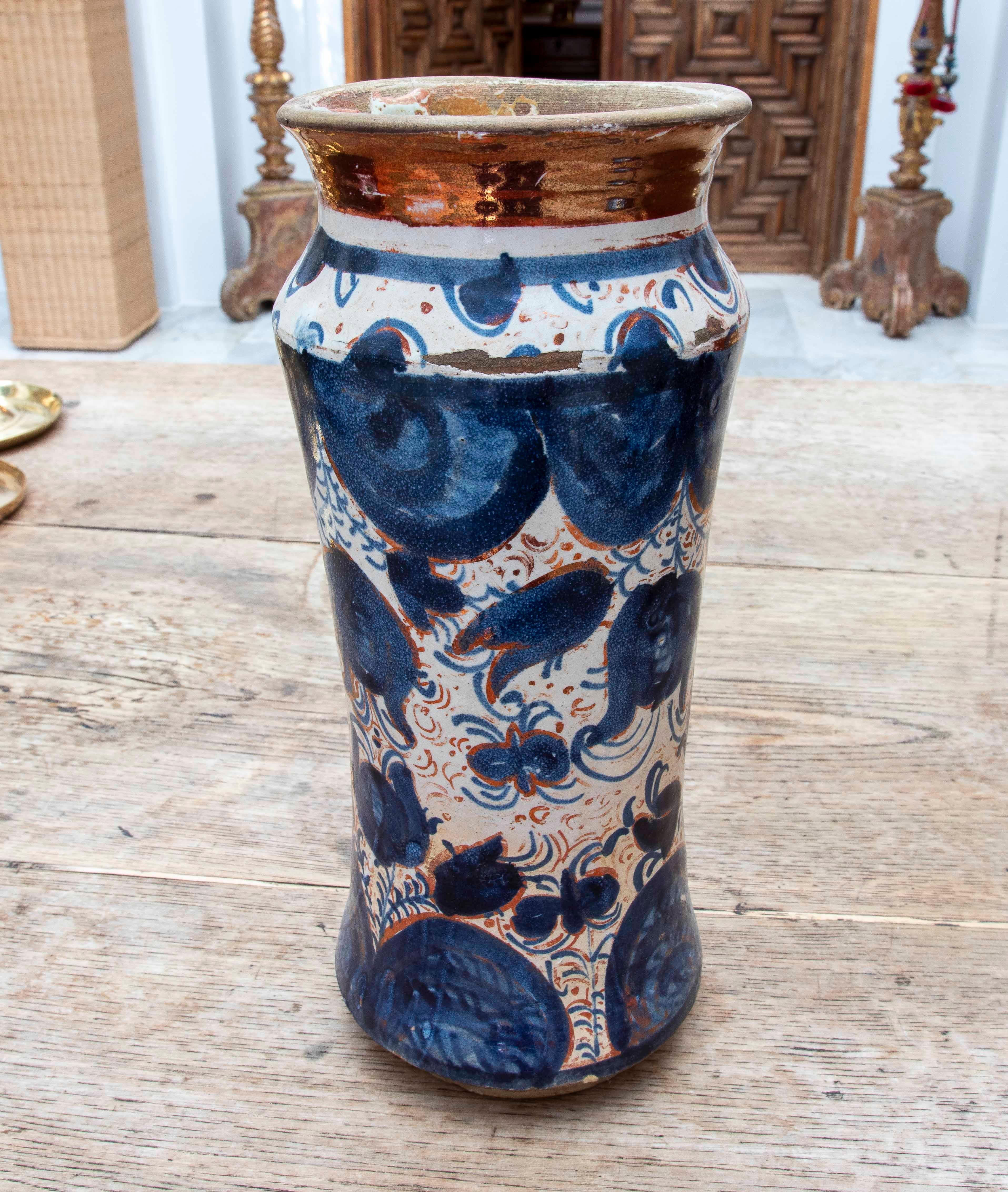 Jarra Hispano-Mooris XVI de Talavera Policromada con Reflejos Metálicos Glaseado en venta