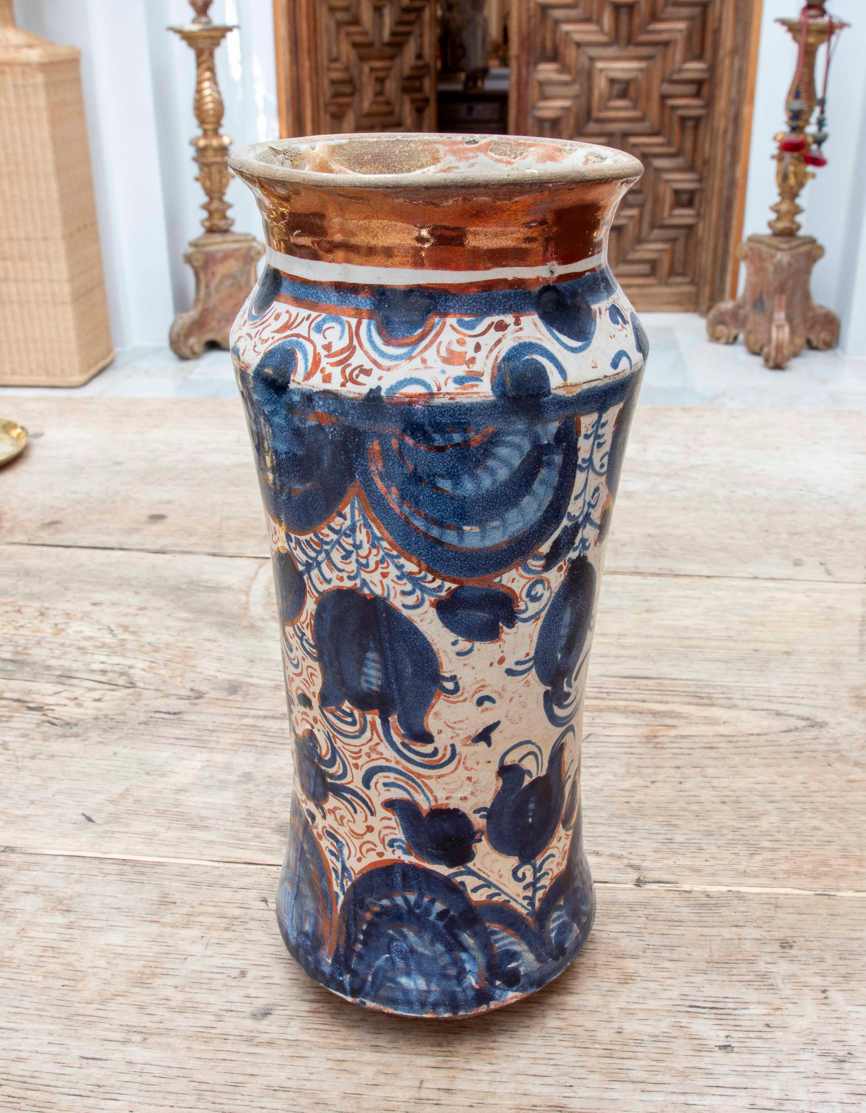 Jarra Hispano-Mooris XVI de Talavera Policromada con Reflejos Metálicos Cerámico en venta