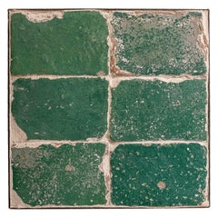 16th Iron Frame Antique Heraldic Panel with Nine Polychrome Tiles