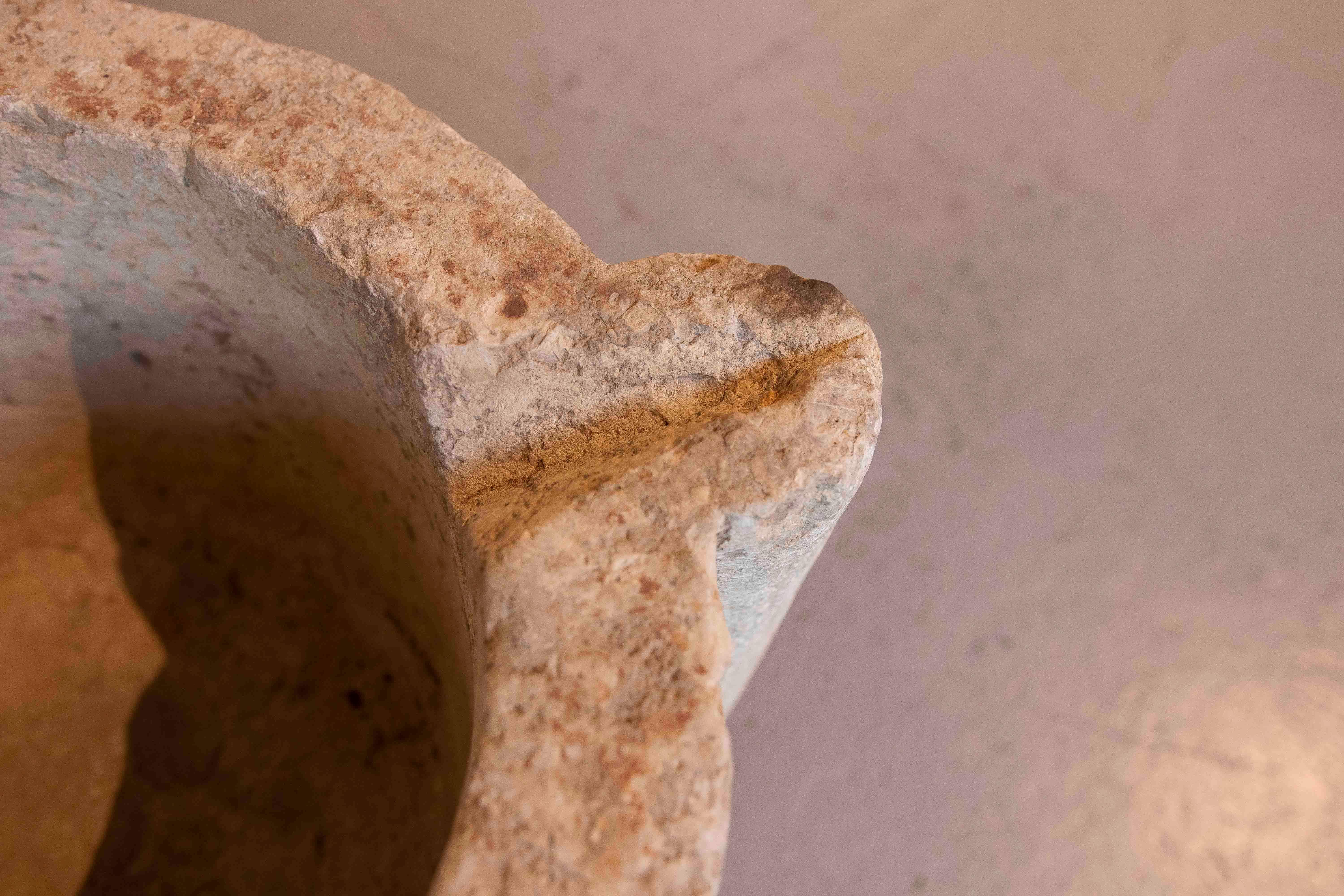16th Large Antique Carved Stone Mortar For Sale 4