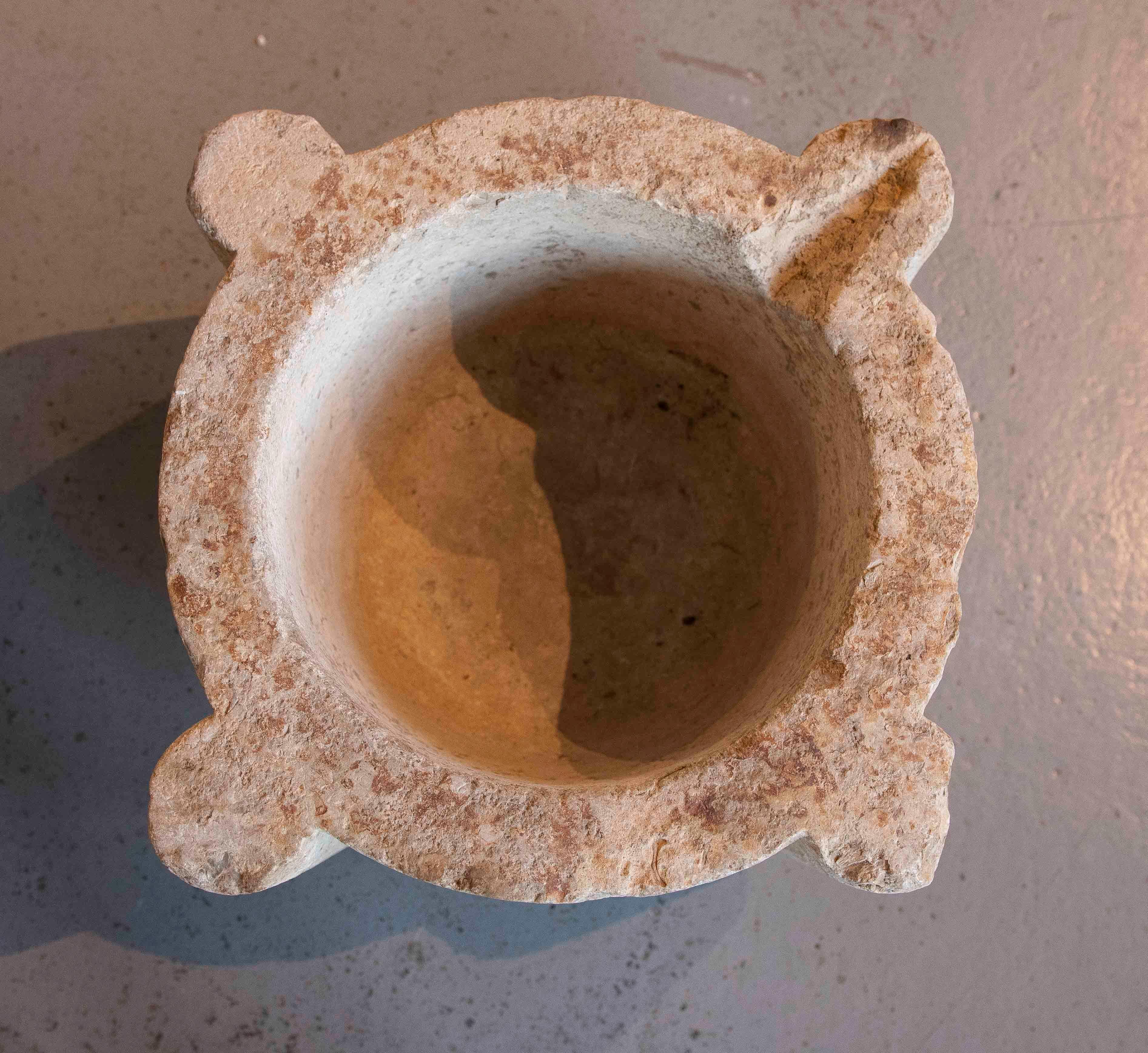 16th Large Antique Carved Stone Mortar For Sale 6