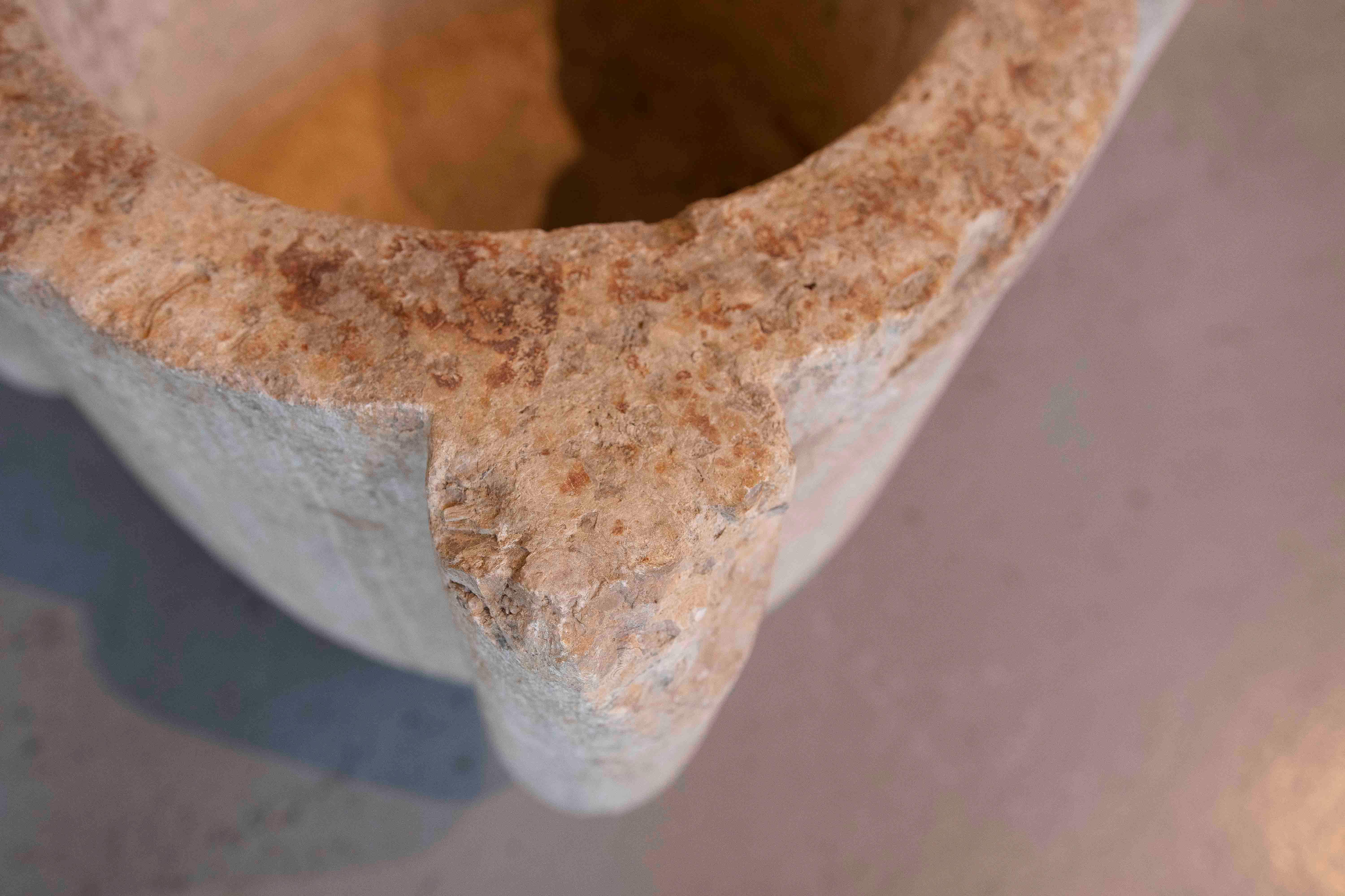 16th Large Antique Carved Stone Mortar For Sale 3