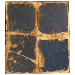 16th Panel of Antique Blue Tiles with Patina and Authentic Aging