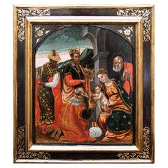 16th century tempera painting on panel depicting Adoration of the Magi