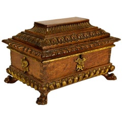 16th Century Tuscany Carved and Gilded Wood Box