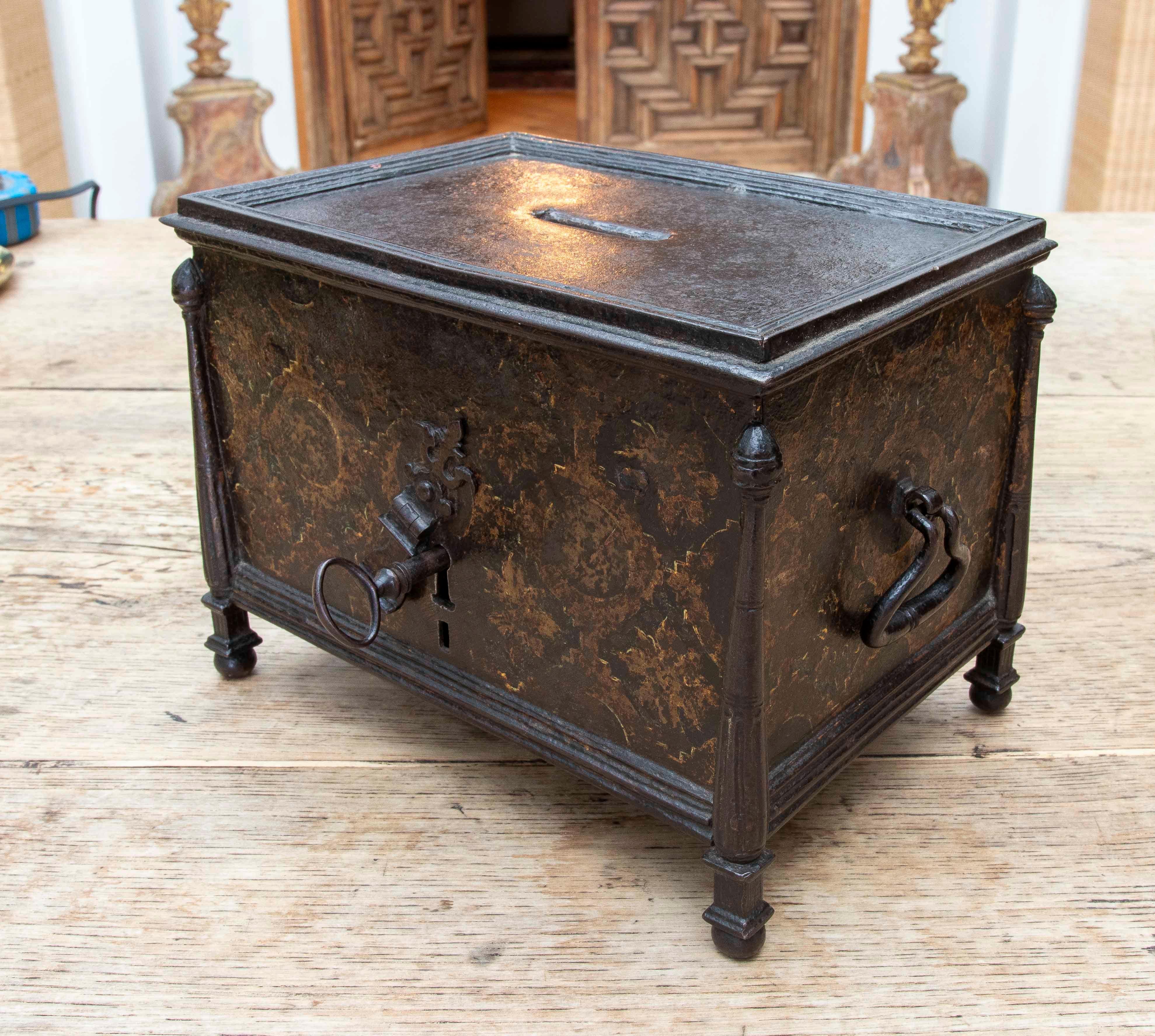Spanish 16th Wrought Iron Safe, Renaissance Style, for Donations or Cash Chest For Sale