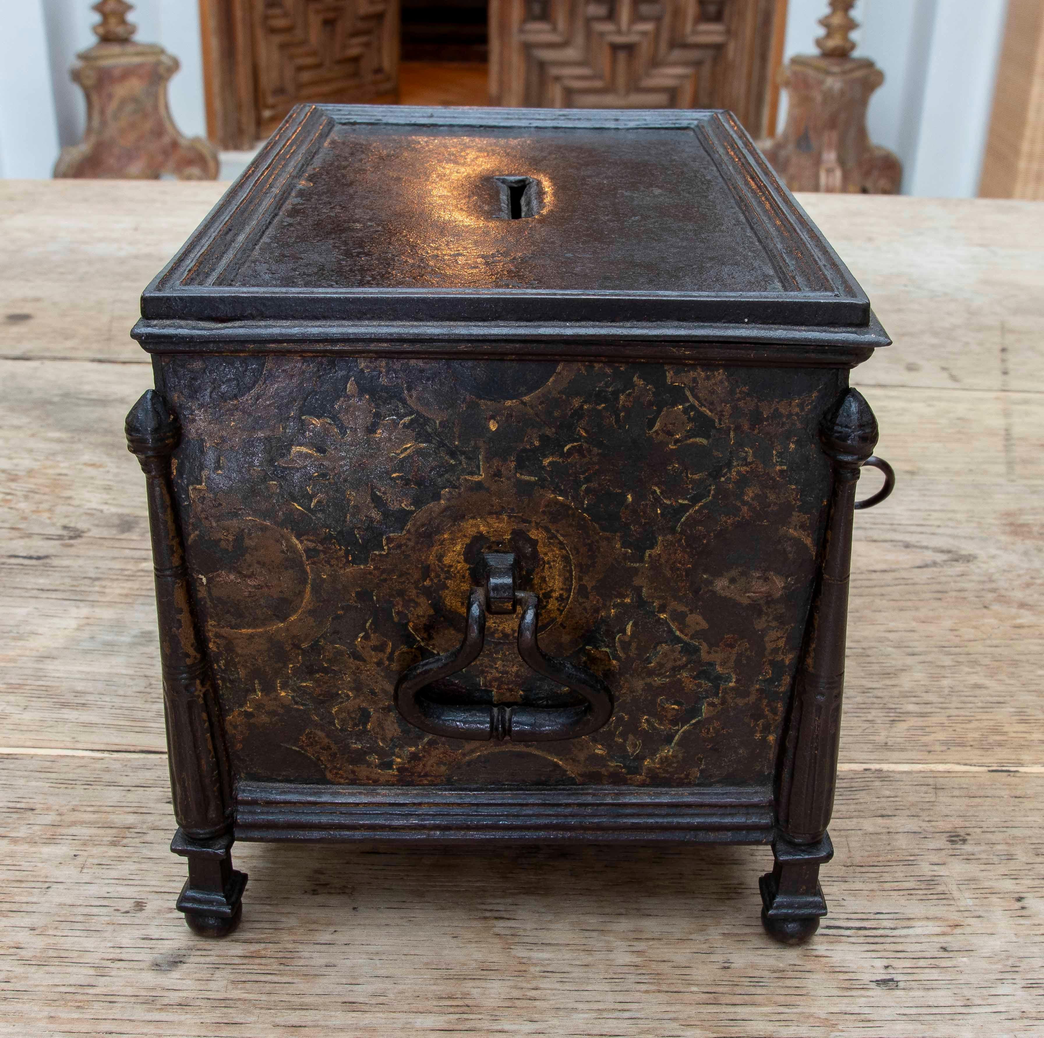 18th Century and Earlier 16th Wrought Iron Safe, Renaissance Style, for Donations or Cash Chest For Sale