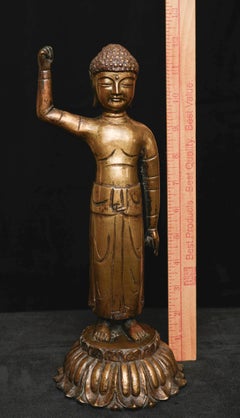 16thC Cast Bronze Korean Baby Buddha Pointing to the Heaven & Earth. Wonderful