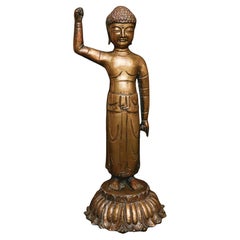 16thC Cast Bronze Korean Baby Buddha Pointing to the Heaven & Earth. Wonderful