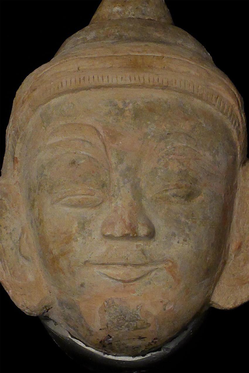 18th Century and Earlier 16thC Massive Burmese Ava Buddha Face Made of Stucco and Ancient Bricks, 8031 For Sale