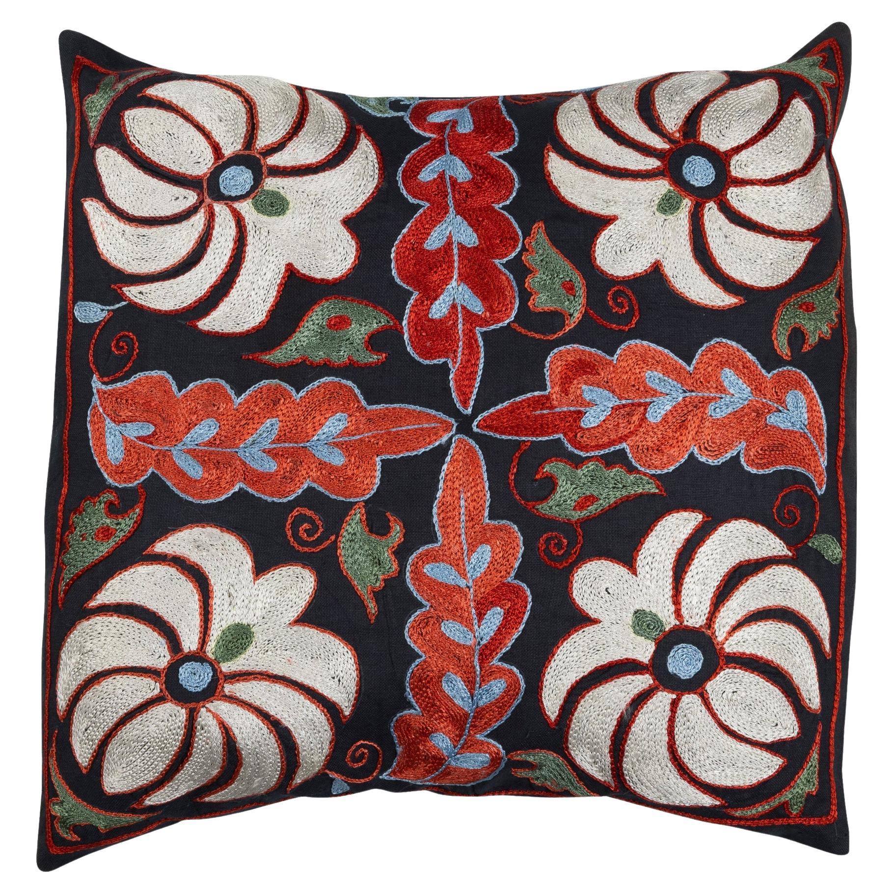 Decorative Vintage Uzbek 16X16 Embroidered Suzani Cushion Cover Indian Cases