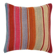 16"x16" Hand-Woven Kilim Cushion Cover. Vintage Pillowcase. Colorful Lace Pillow