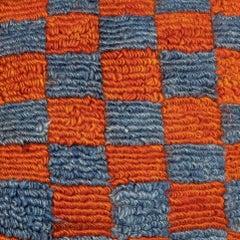 Copricuscino in lana turca annodato a mano 16 "x16". Cuscino a quadri Vintage By