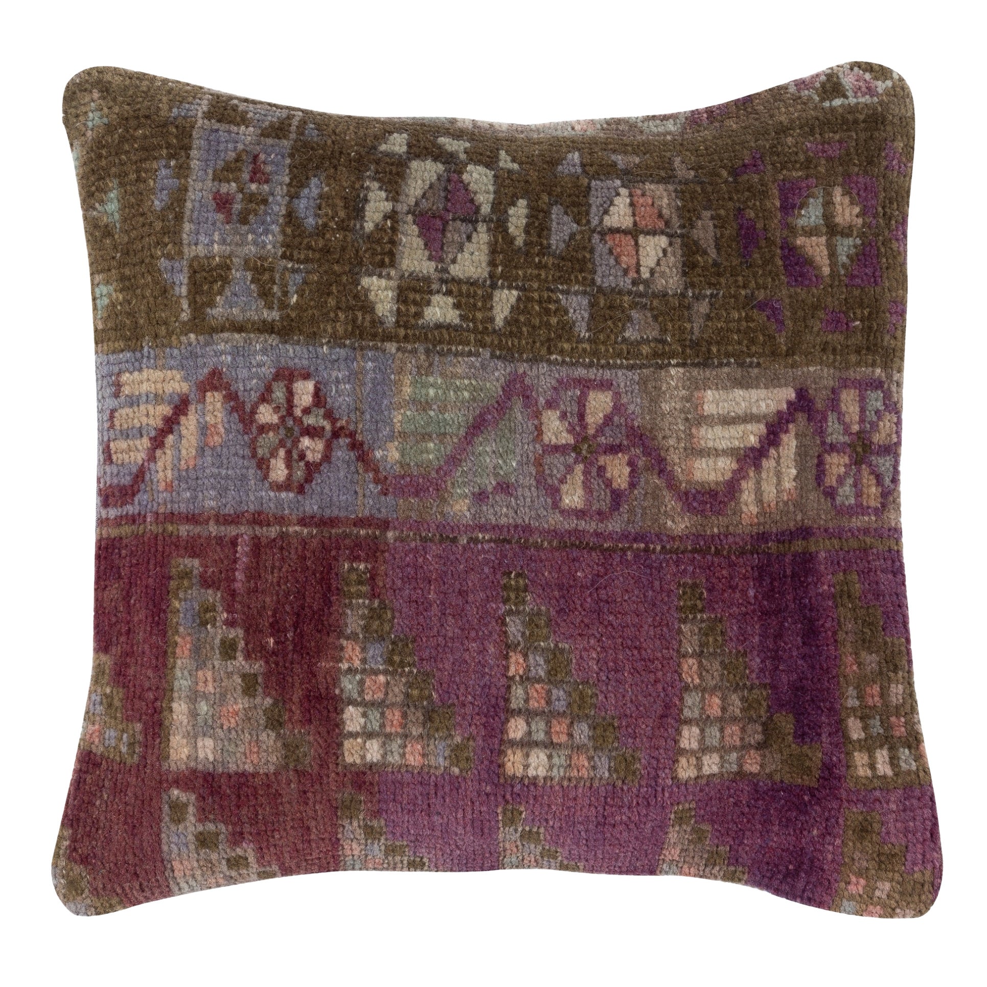 16"x16" Handmade Rug Cushion Cover. Home Decor. Vintage Toss Pillow Cover