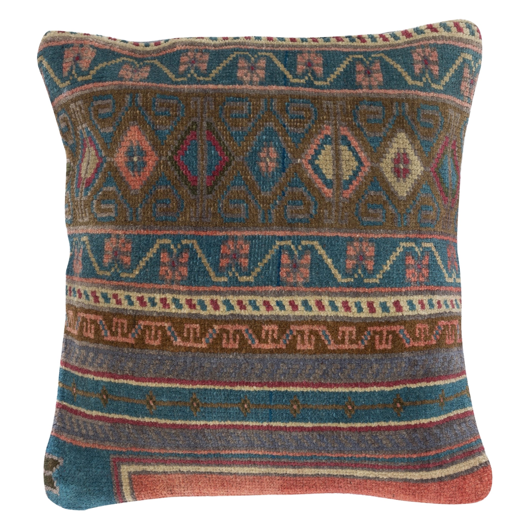16"x16" Handmade Turkish Cushion Cover. Handmade Rug Pillow. Rustic Throw Pillow
