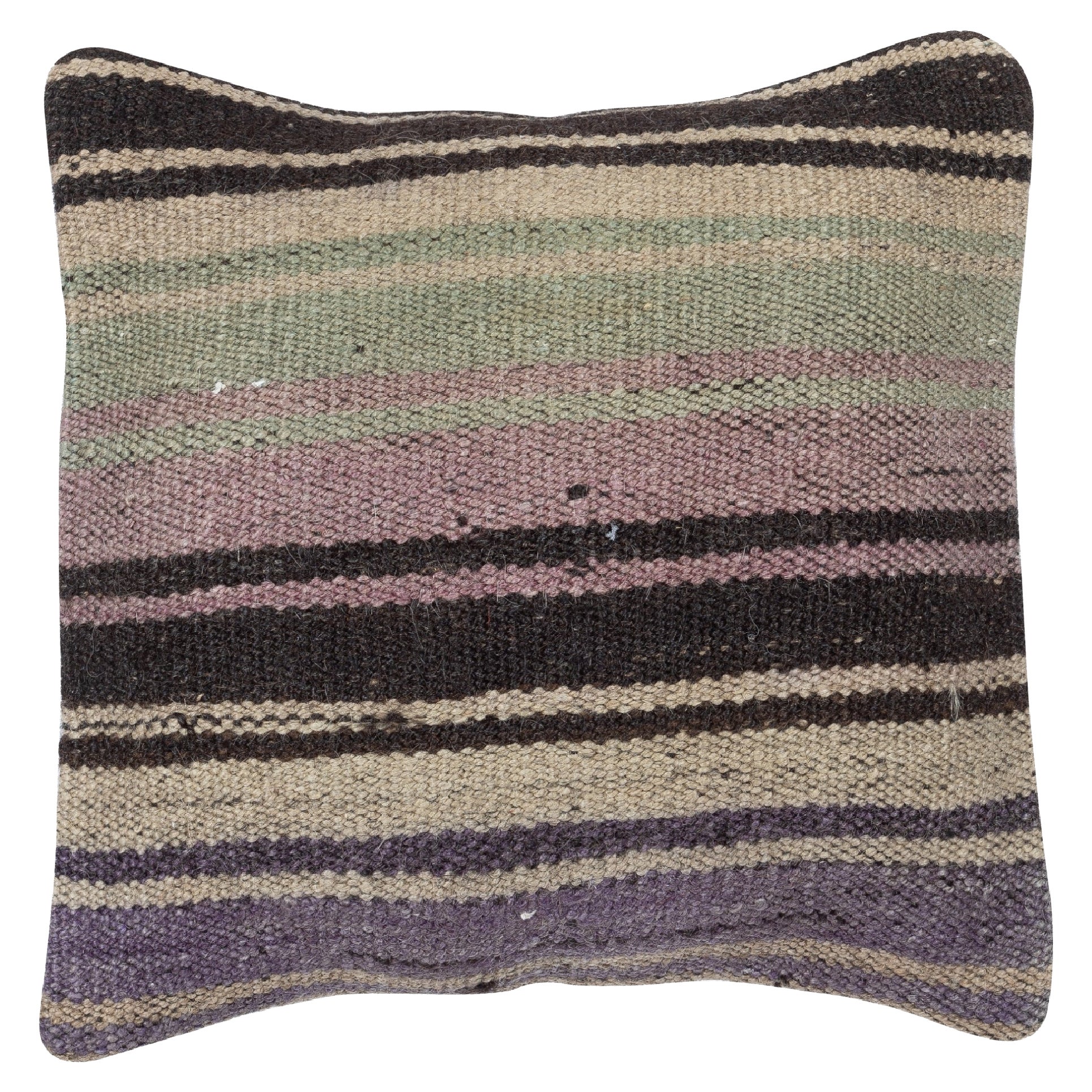 Funda de cojín Kilim tejida a mano de 16 "x16". Funda de almohada vintage. Almohada de rayas