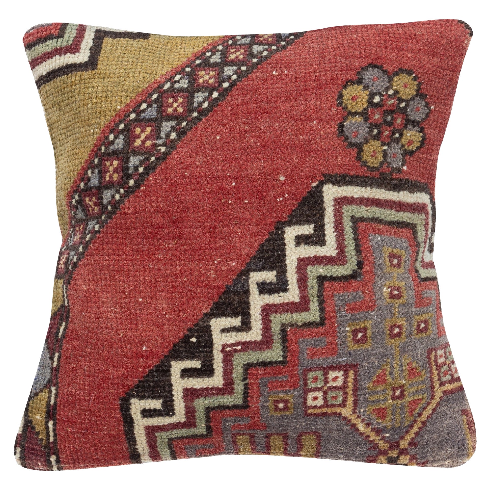 Housse de coussin rustique 16 "x16". Tapis fait à la main Coussin. Taie d
oreiller carrée Vintage